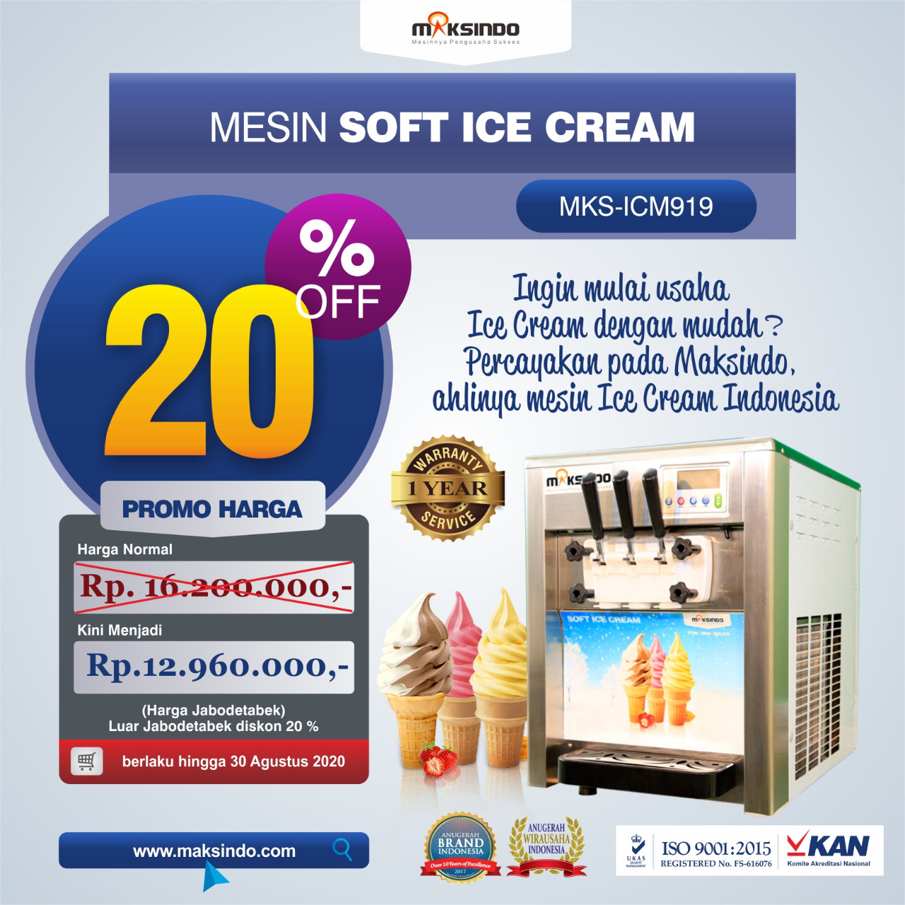 Jual Mesin Soft Ice Cream Lengkap di Makassar