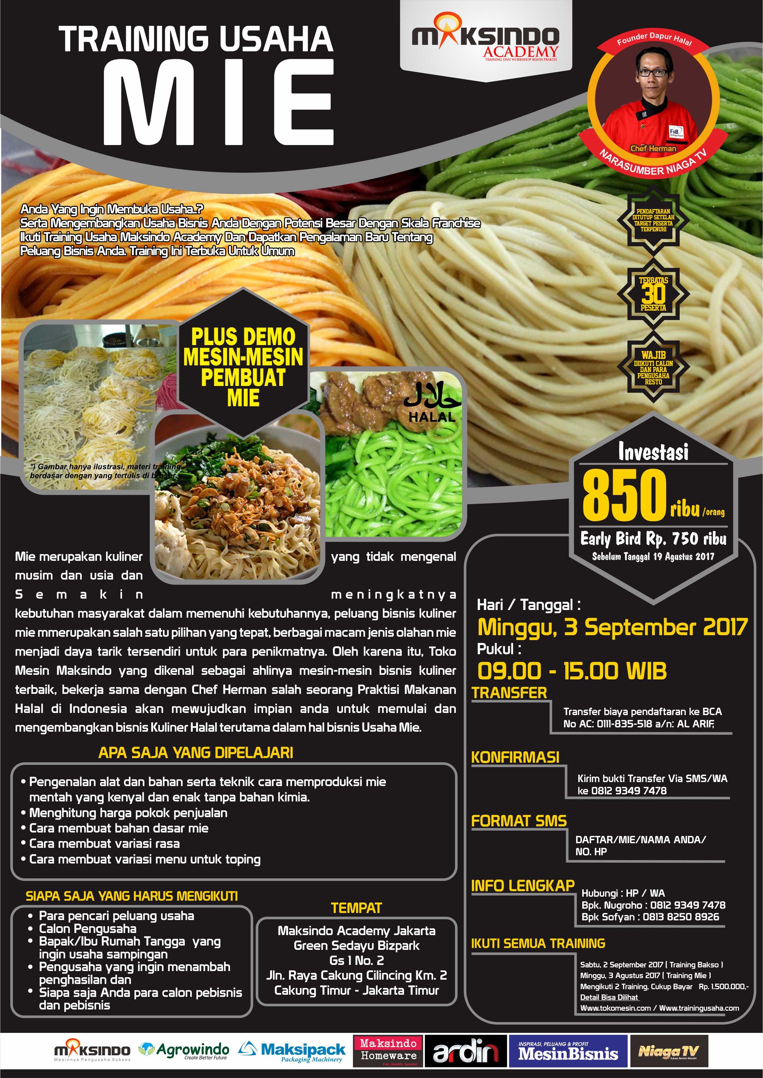 Training Usaha Mie, 3 September 2017