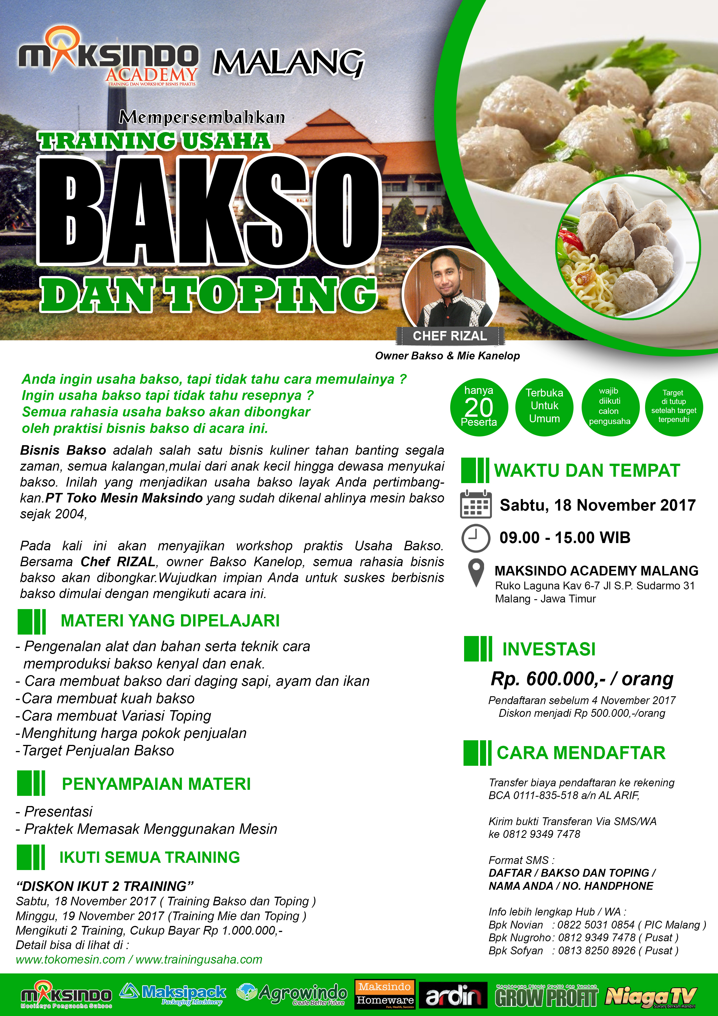 Training Usaha Aneka Bakso dan Toping, 18 November 2017