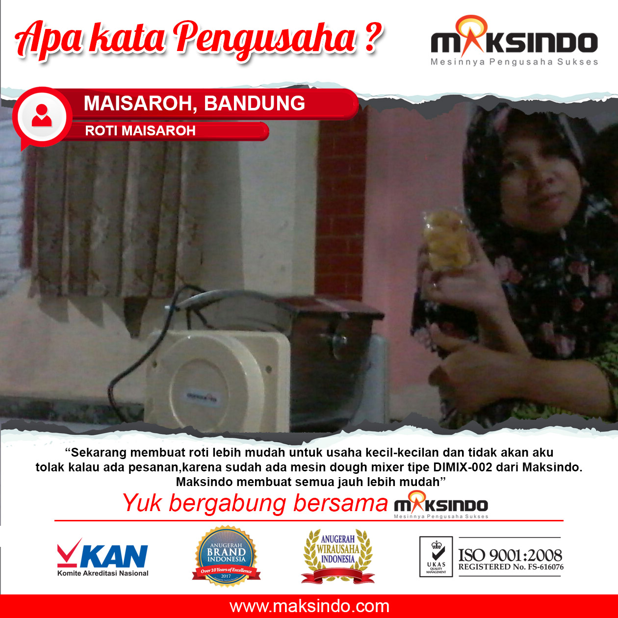 Roti Maisaroh : Usaha Roti Saya Makin Mudah Dengan Mesin Dough Mixer Maksindo
