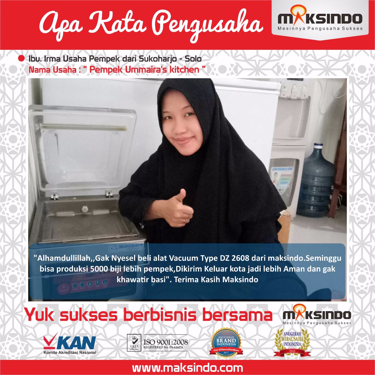 Pempek Ummaira’s Kitchen : Produksi Pempek Saya Jadi Semakin Cepat dengan Vacuum Sealer Maksindo