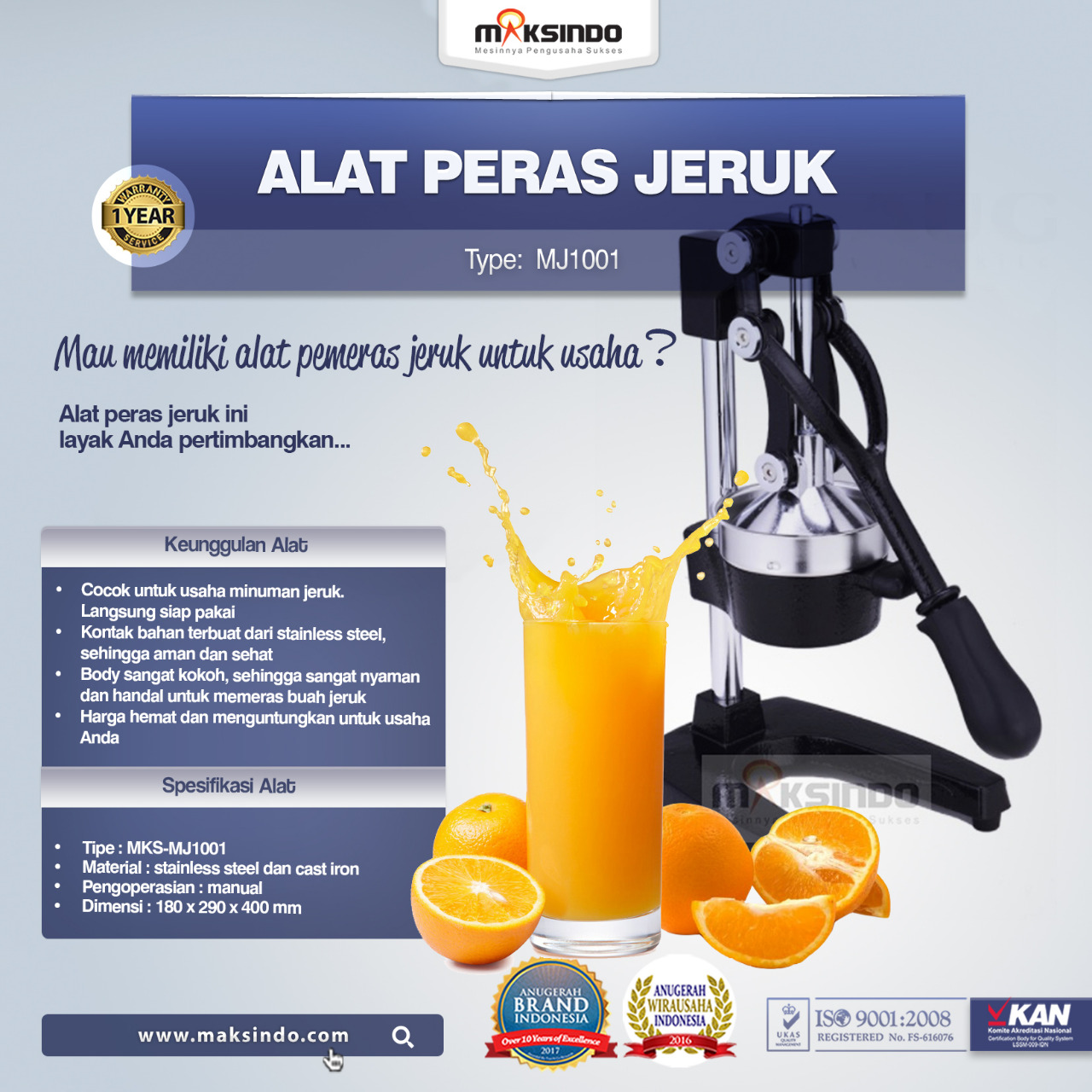 Jual Alat Pemeras Jeruk Manual (MJ1001) di Makassar