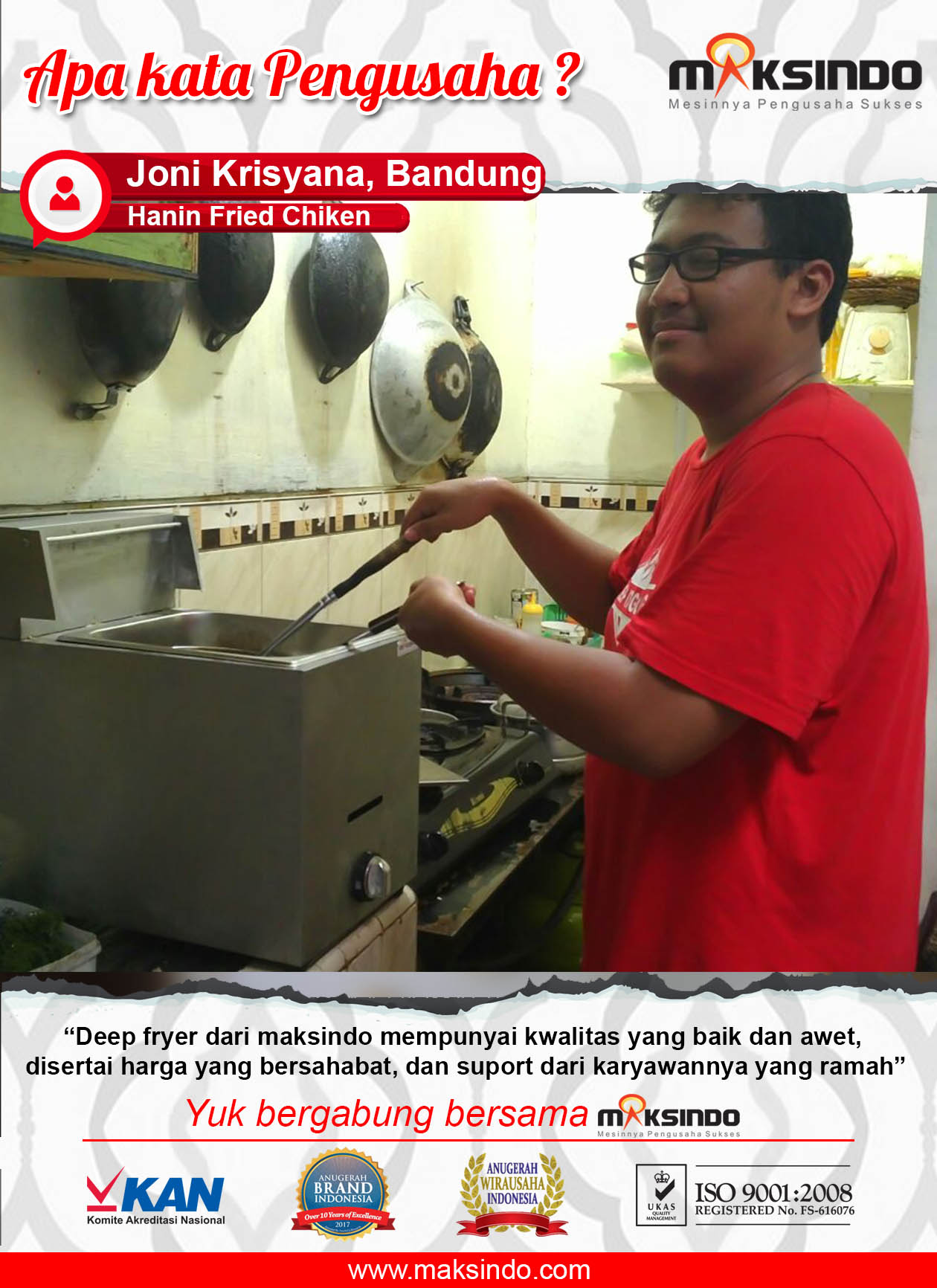 Hanin Fried Chicken : Mesin Maksindo Memang Berkualitas