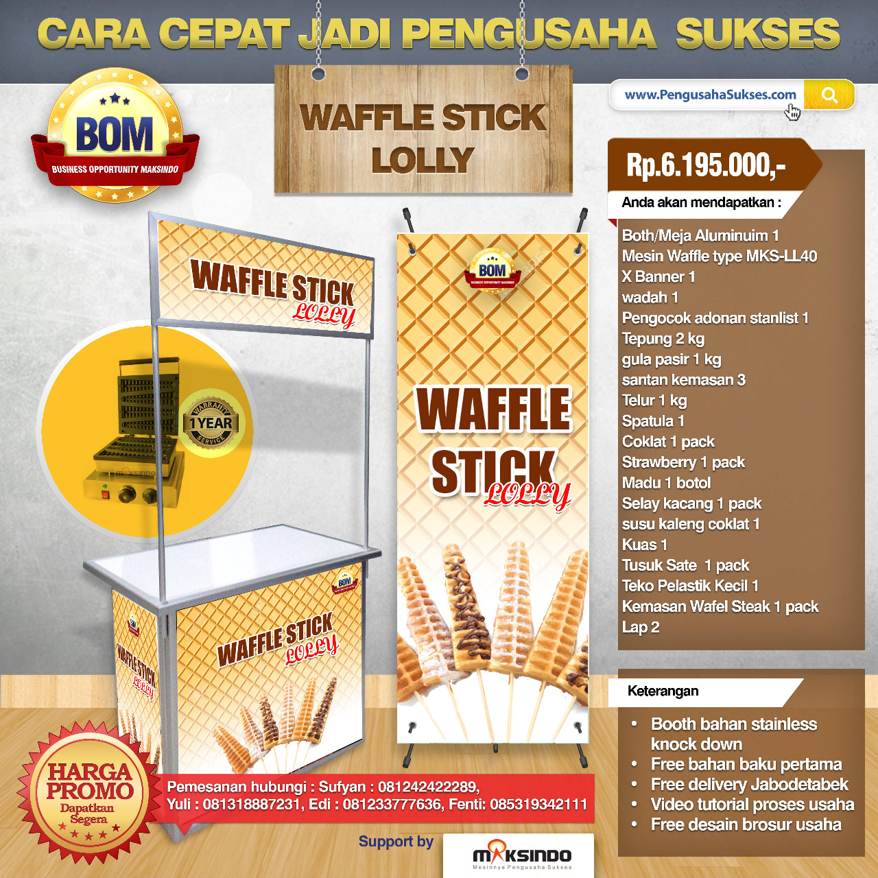 Paket Usaha Waffle Stick Lolly Program BOM