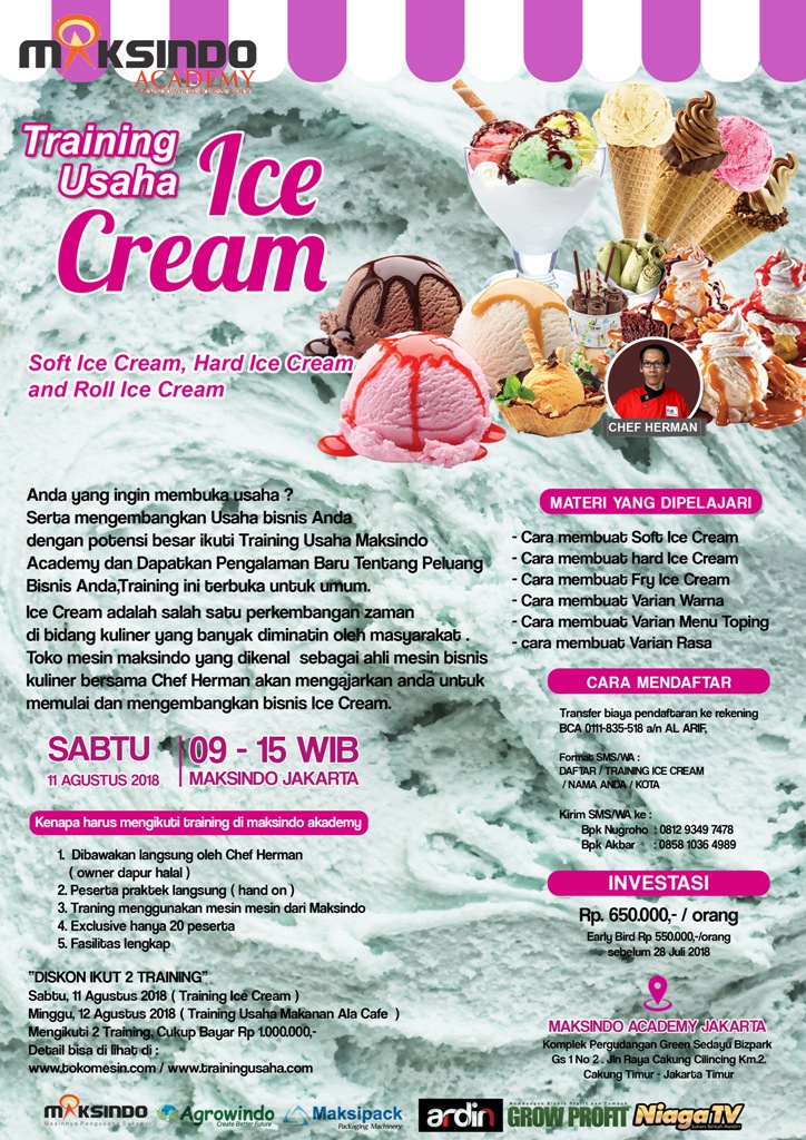 Training Usaha Ice Cream dan Topping, Sabtu 11 Agustus 2018
