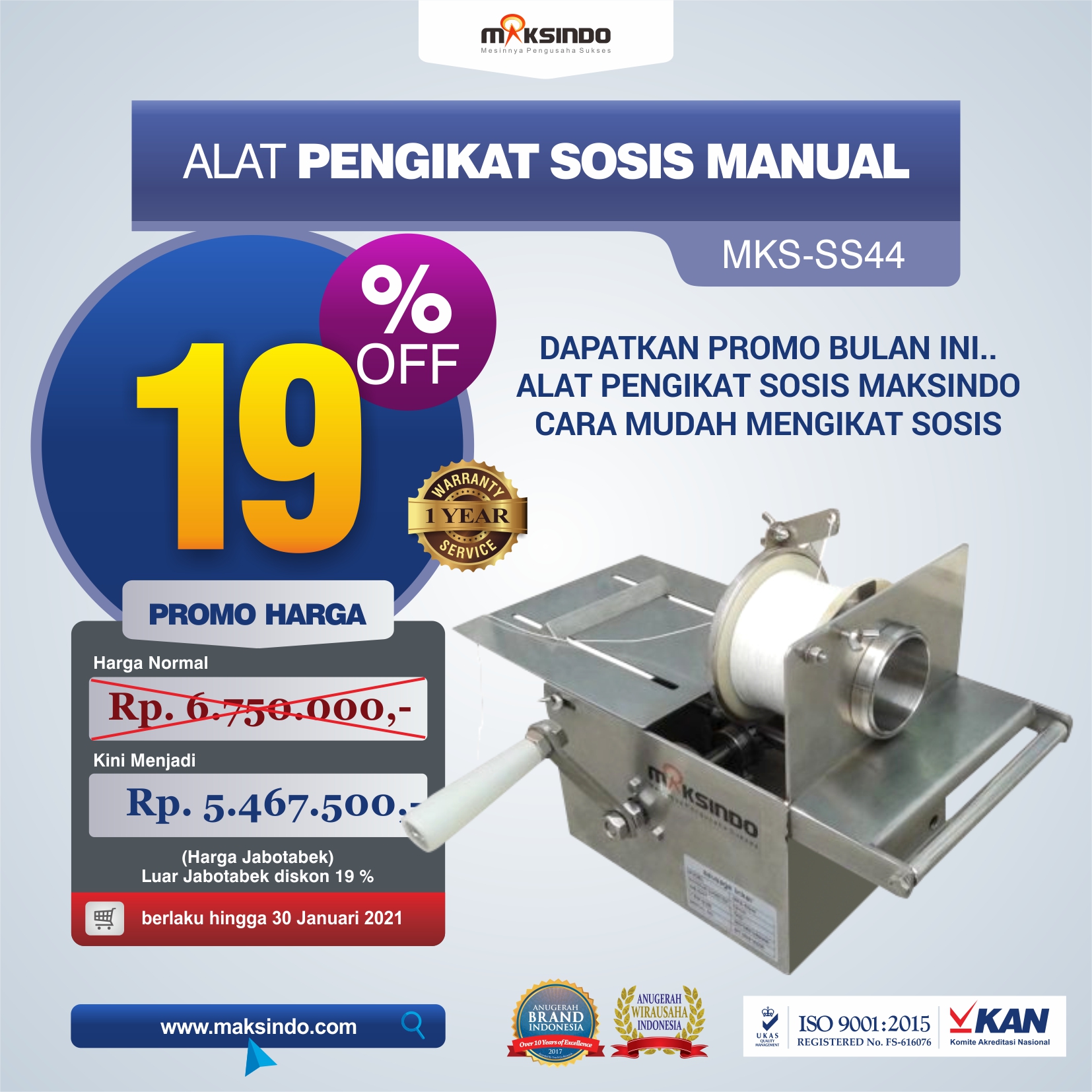 Jual Alat Pengikat Sosis Manual (MKS-SS44) di Makassar