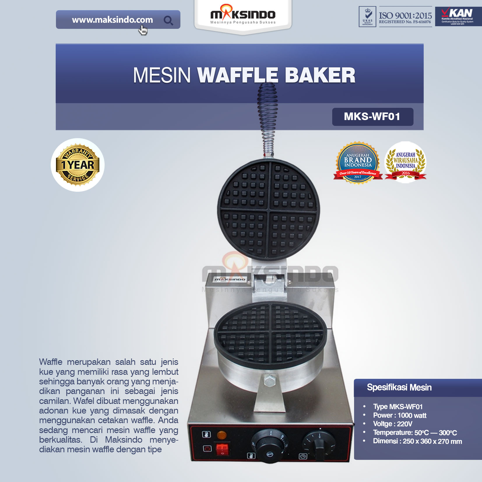 Jual Mesin Waffle Baker MKS-WF01 Di Makassar