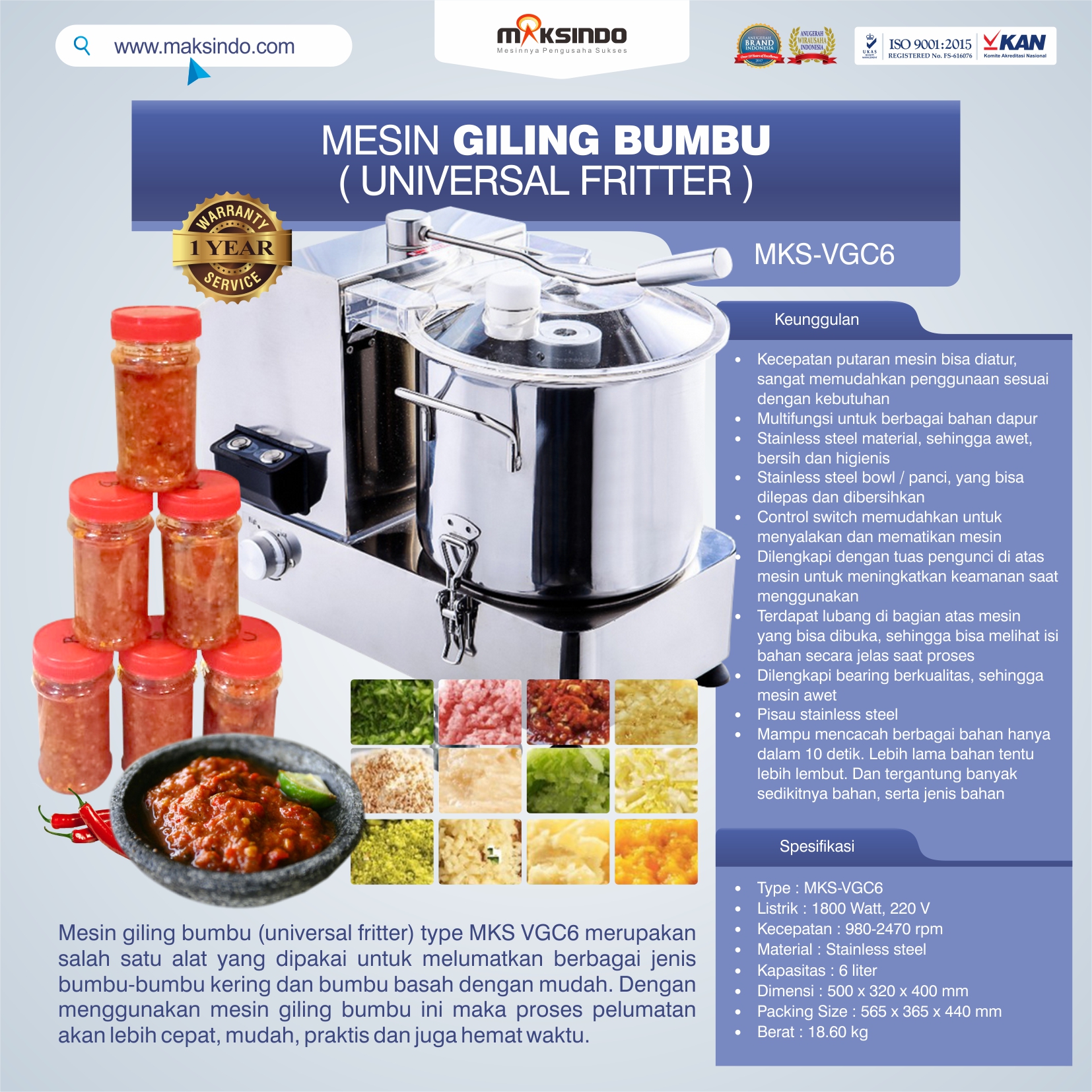 Jual Mesin Universal Fritter 6 liter (VGC6) di Makassar