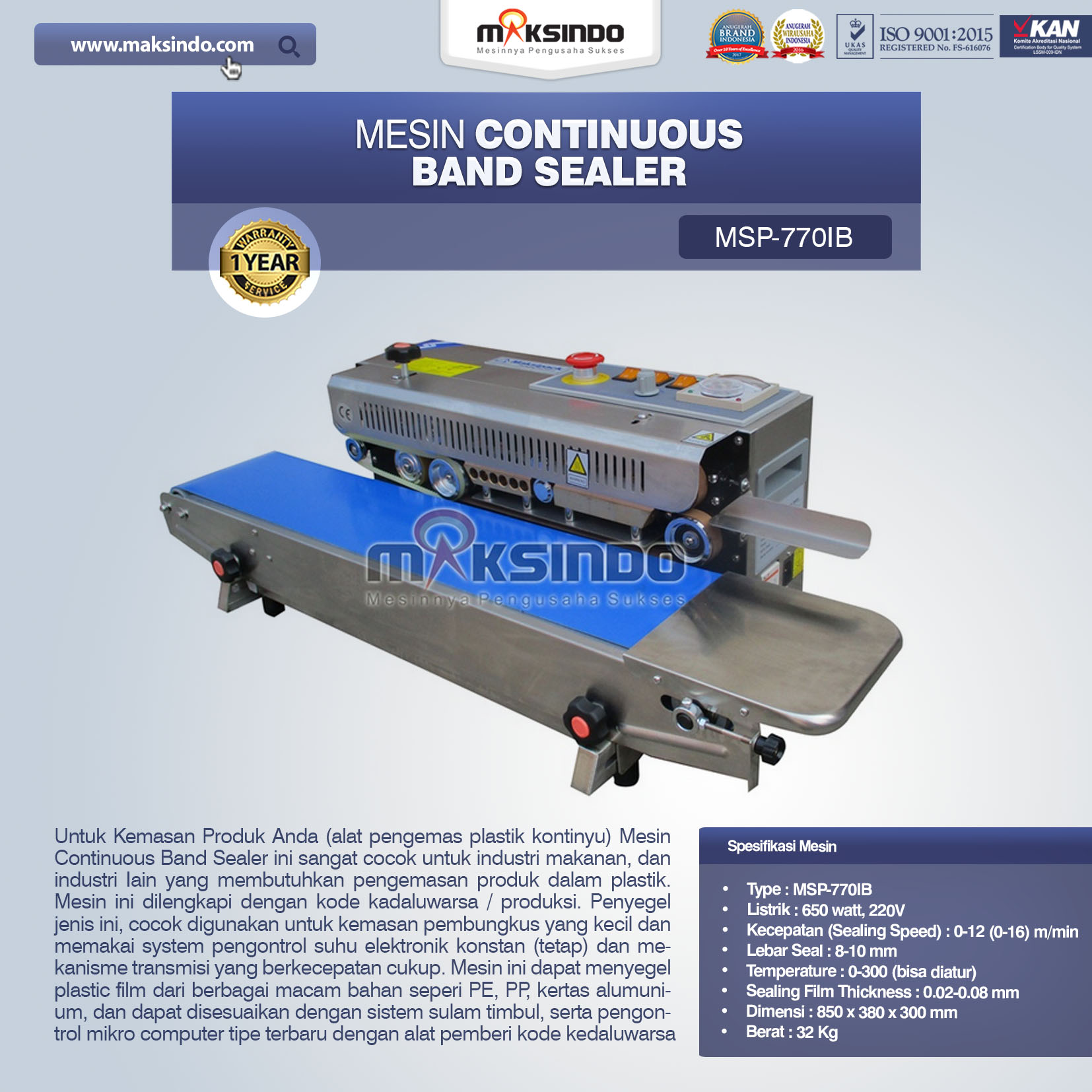 Jual Continuous Band Sealer MSP-770IB di Makassar