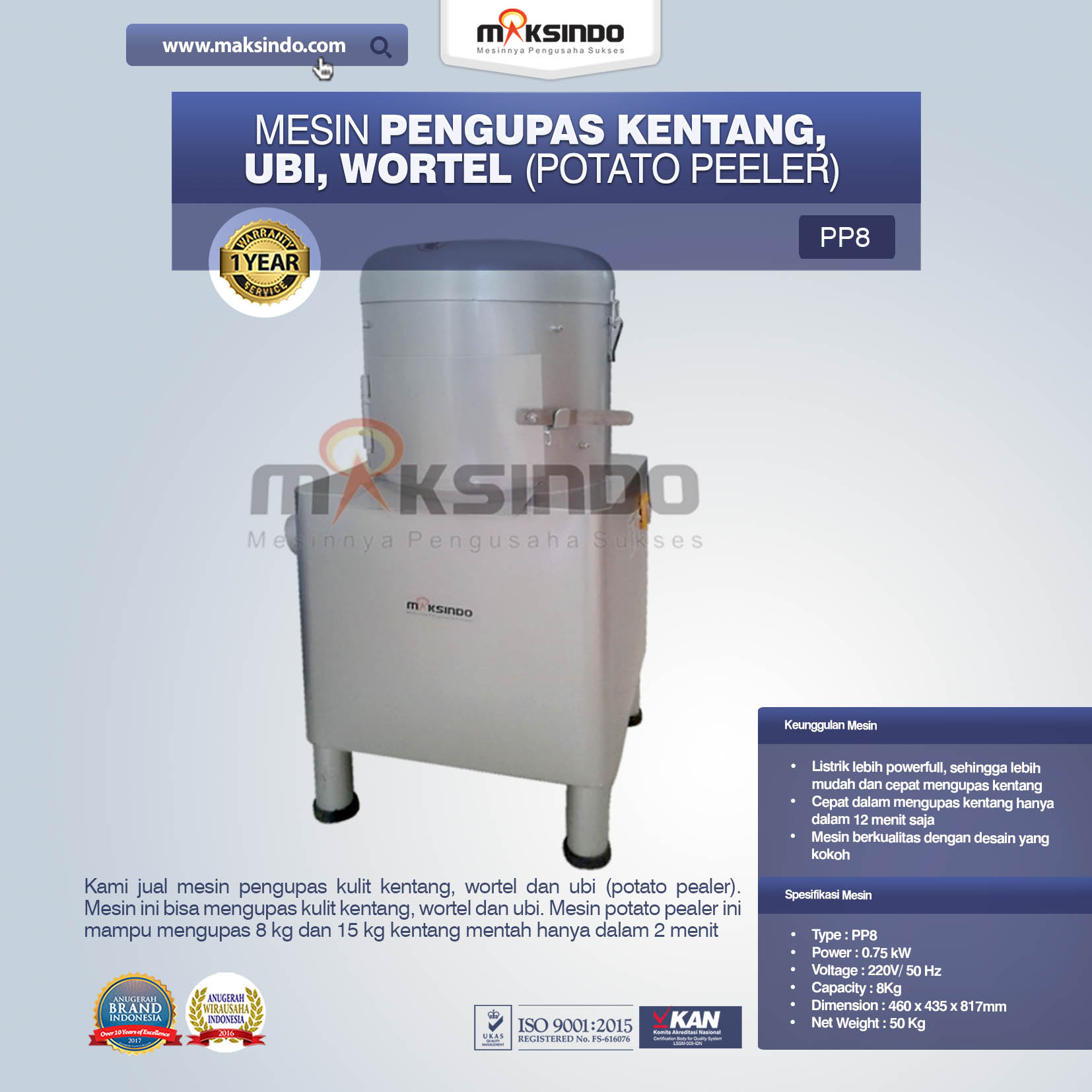 Jual Mesin Pengupas Kentang, Ubi, Wortel (Potato Peeler) di Makassar