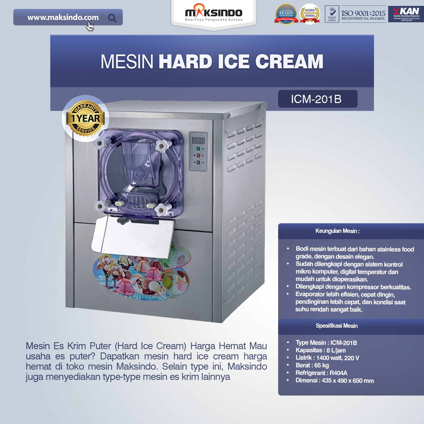 Jual Mesin Hard Ice Cream (Japan Compressor) di Makassar