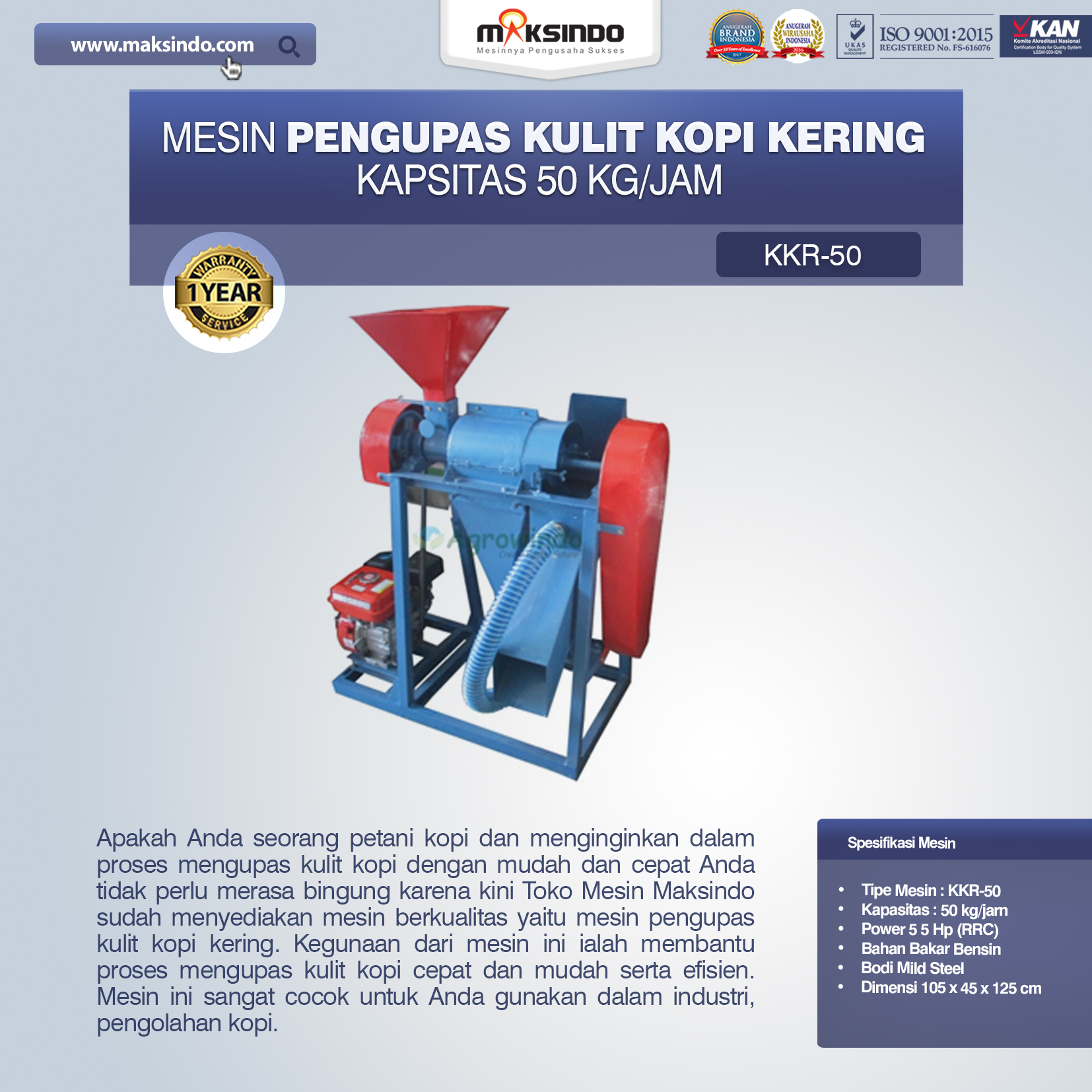 Jual Mesin Pengupas Kulit Kopi Kering di Makassar