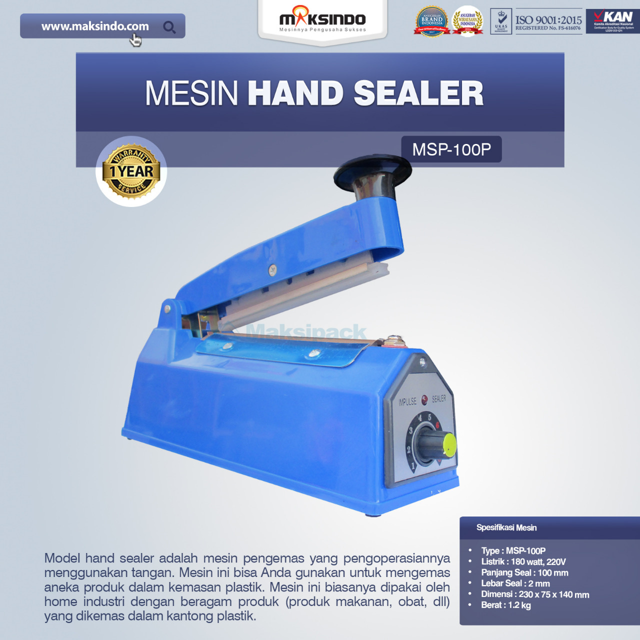 Jual Mesin Sealer MSP-100P di Makassar Jual Mesin Sealer MSP-100P di Makassar