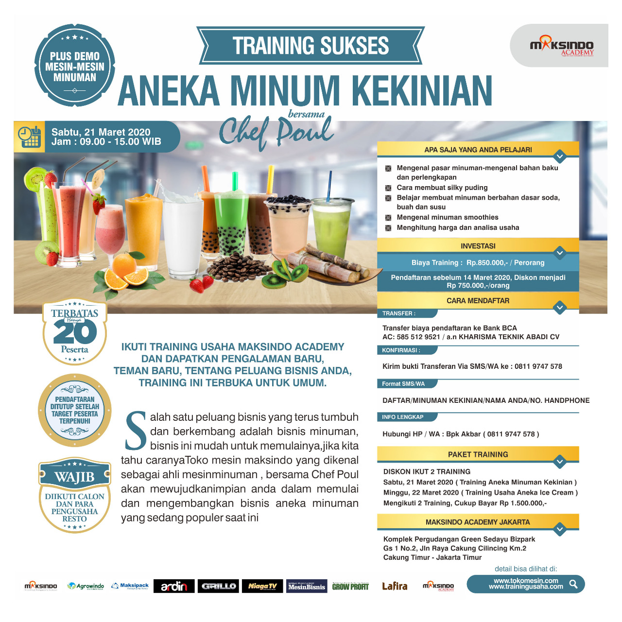 Training Usaha Aneka Minuman Kekinian, Sabtu 21 Maret 2020