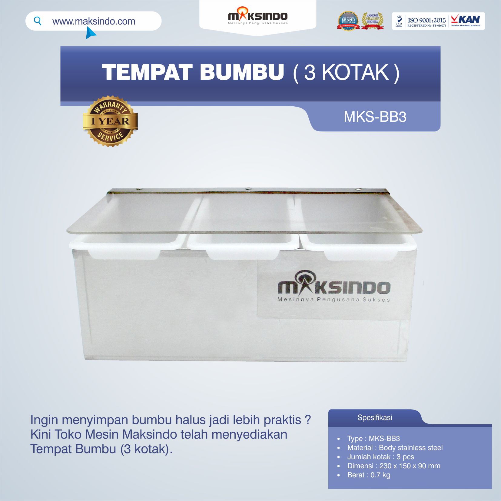 Jual Tempat Bumbu (3 kotak) di Makassar