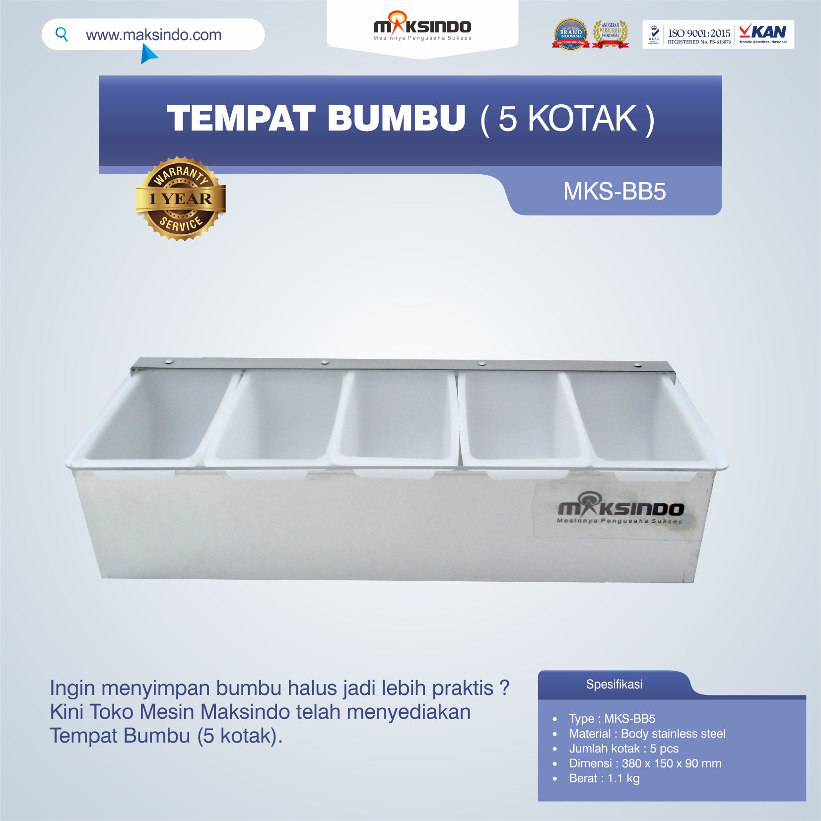 Jual Tempat Bumbu (5 kotak) di Makassar