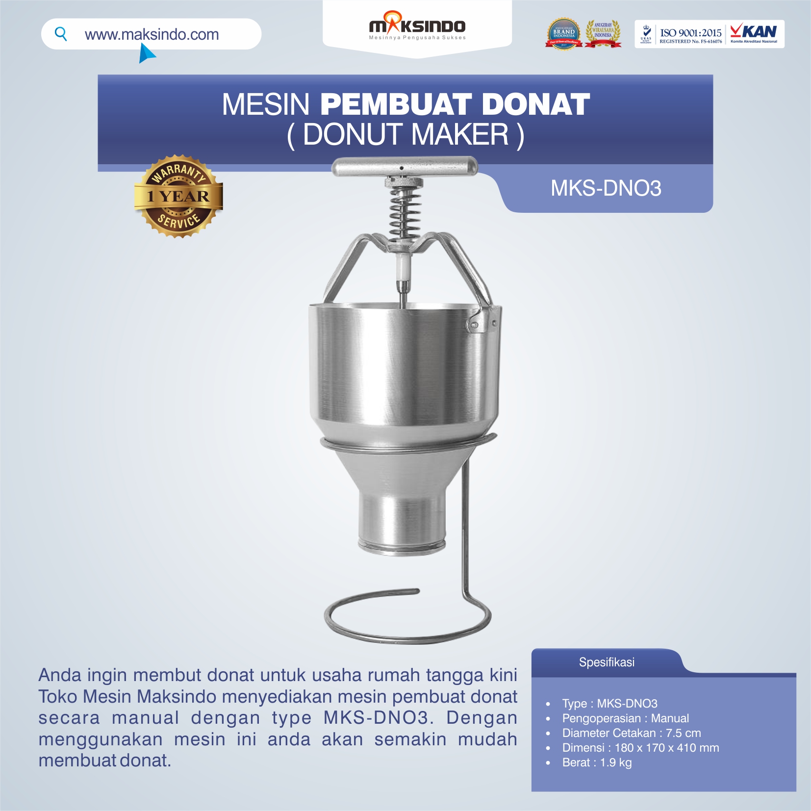 Jual Mesin Pembuat Donat (Donut Maker) MKS-DN03 di Makassar