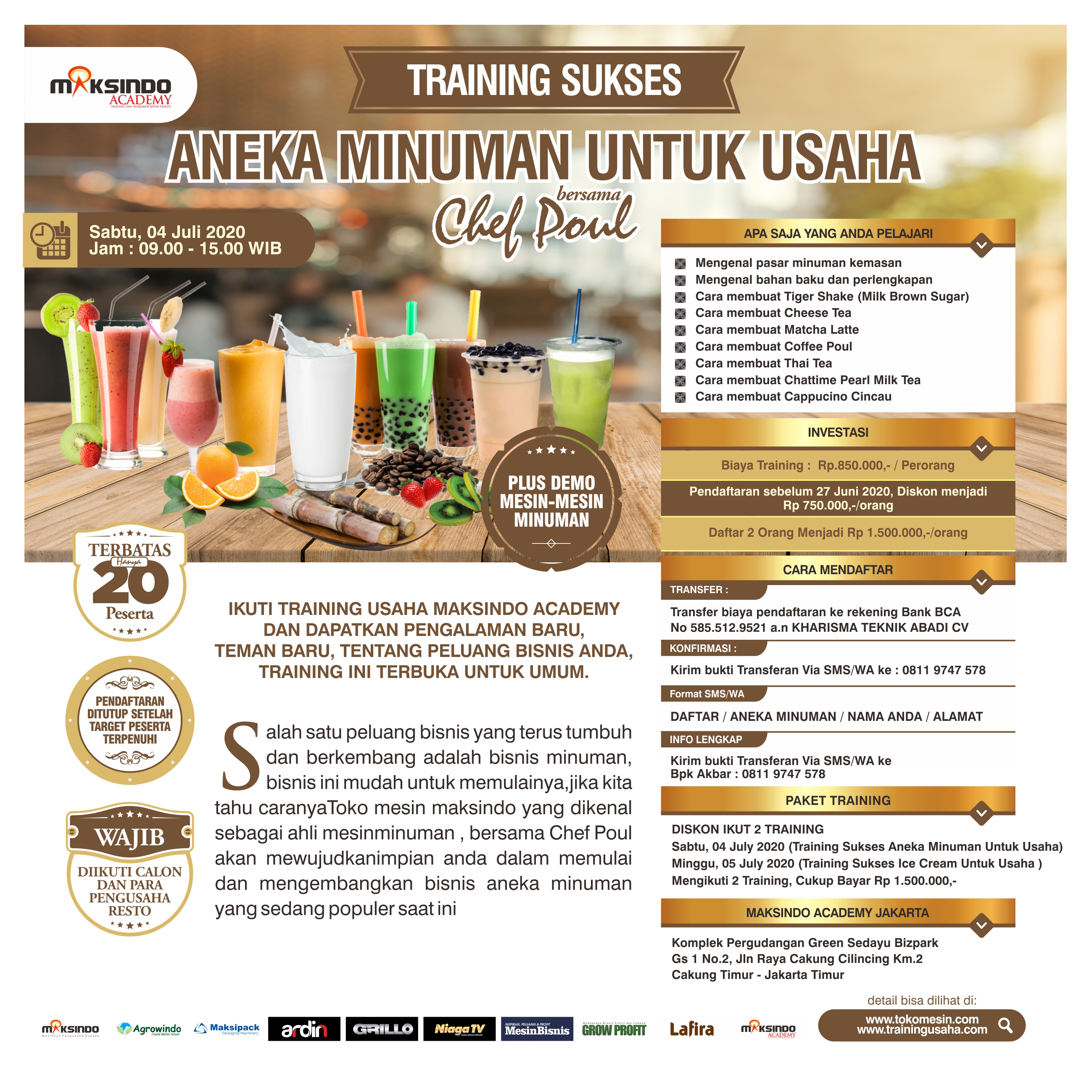 Training Sukses Aneka Minuman Untuk Usaha Sabtu, 04 July 2020