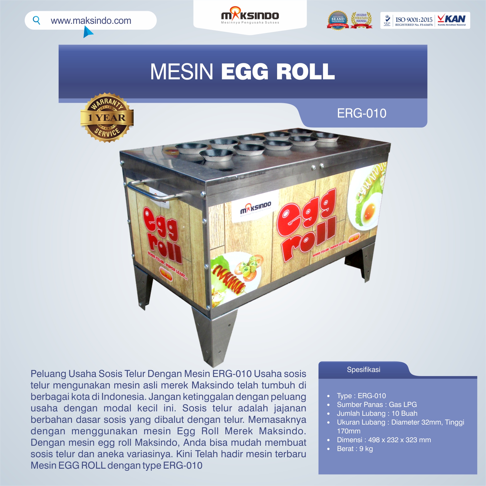 Jual Mesin Pembuat Egg Roll ERG-010 di Makassar