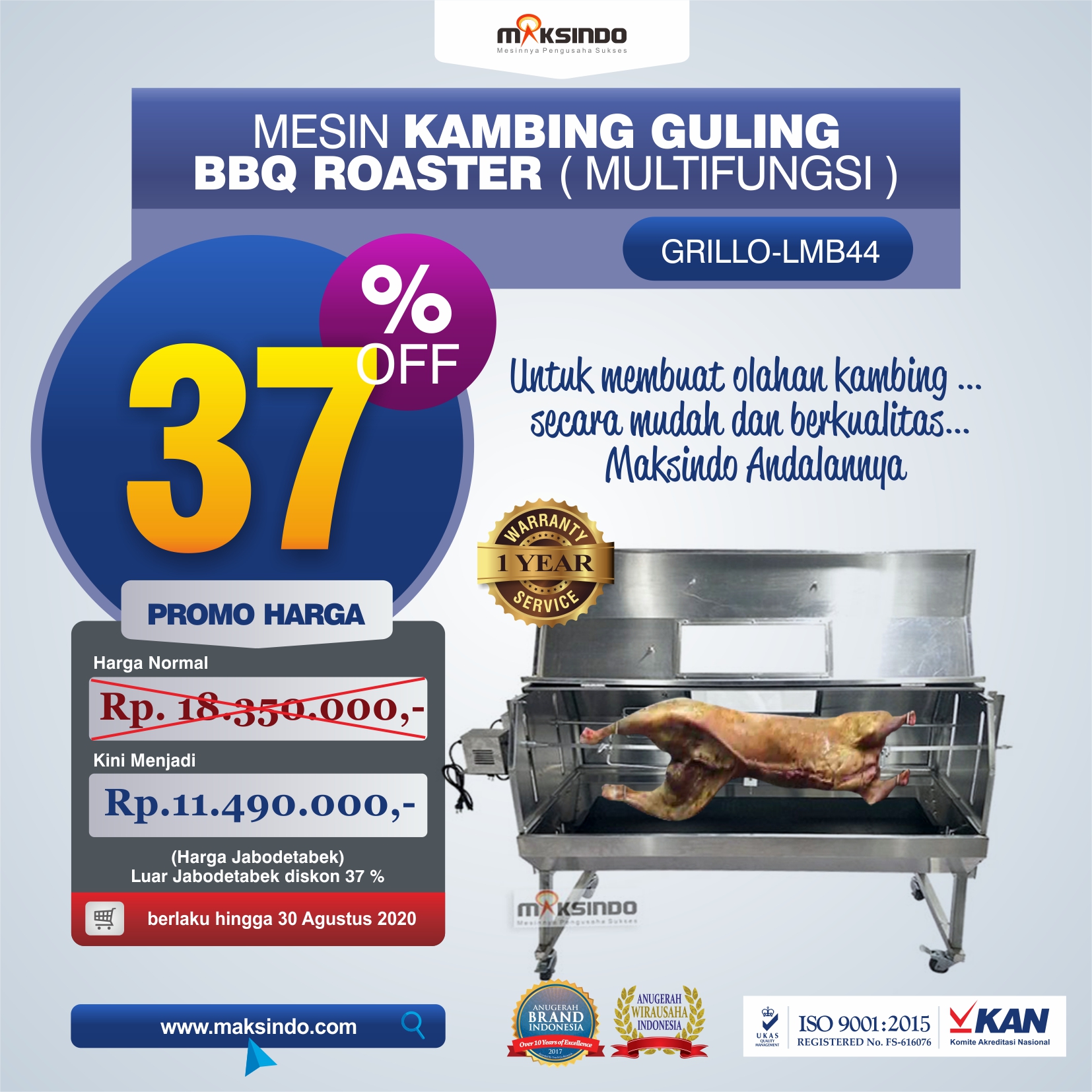 Jual Mesin Kambing Guling BBQ Roaster (GRILLO-LMB44) di Makassar