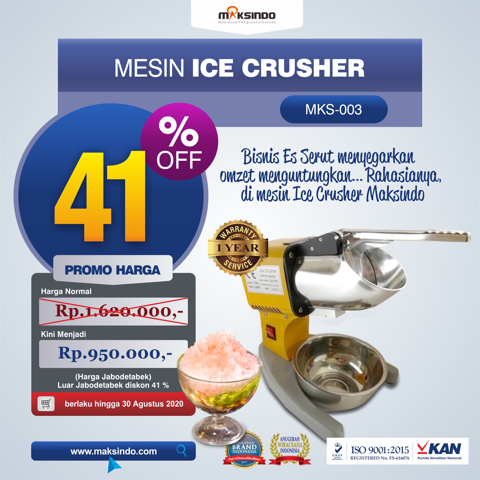 Jual Mesin Es Serut (Ice Crusher MKS-003) di Makassar