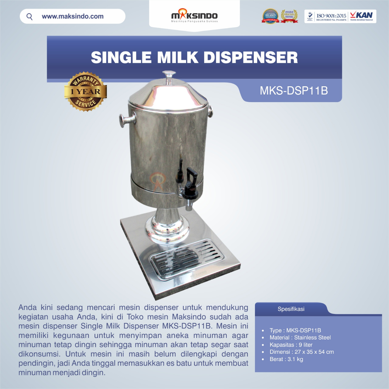 Jual Single Milk Dispenser MKS-DSP11B di Makassar