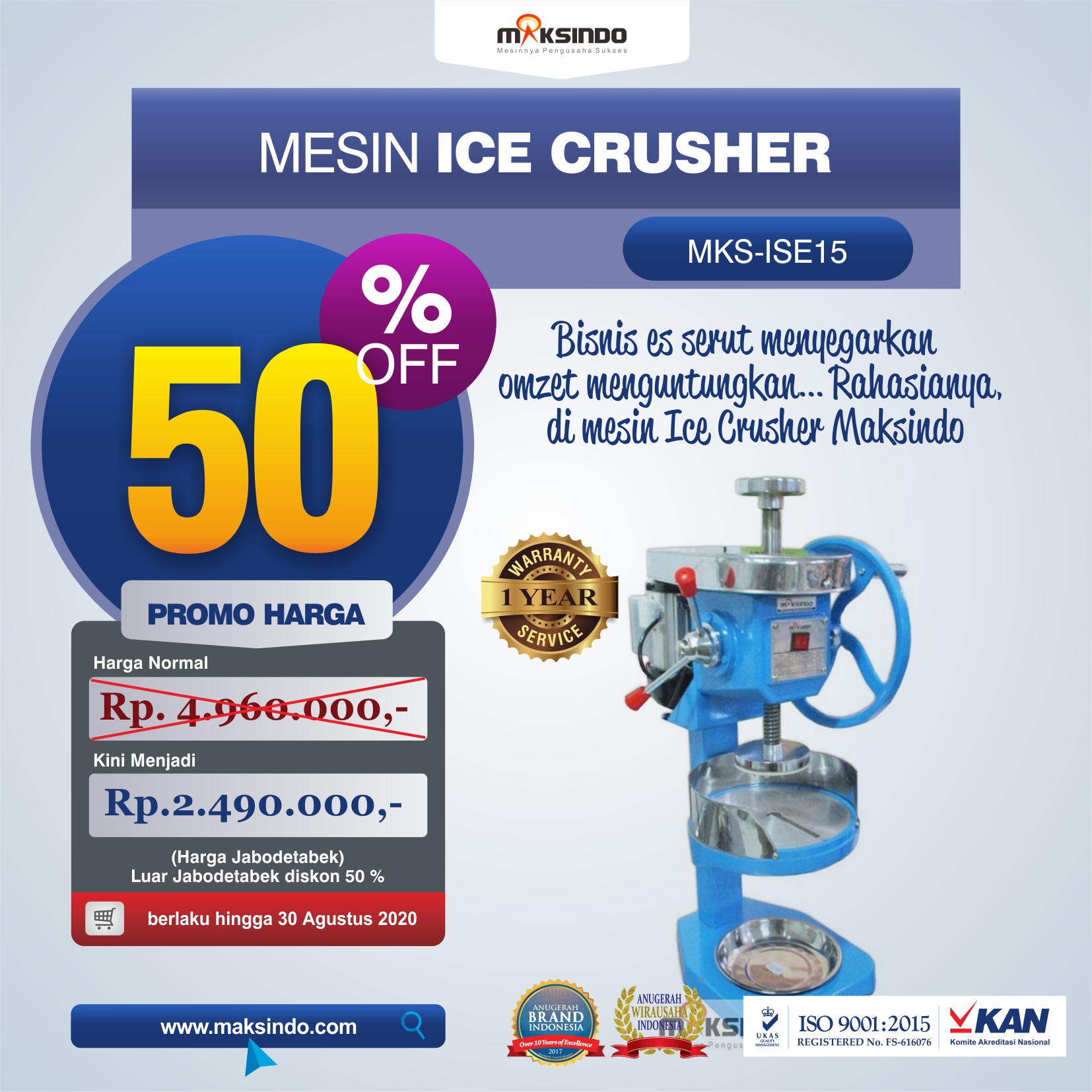 Jual Mesin Ice Crusher MKS-ISE15 di Makassar