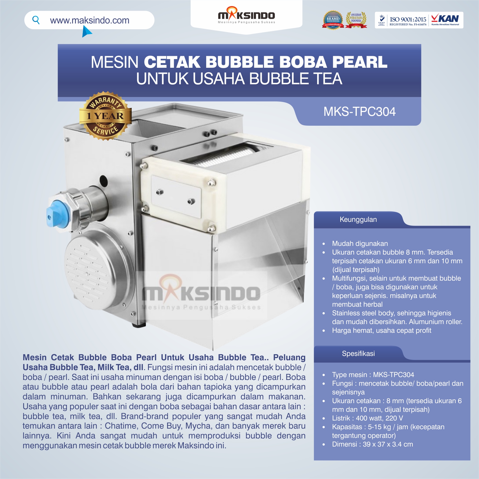 Jual Mesin Cetak Bubble Boba Pearl Untuk Usaha Bubble Tea di Makassar