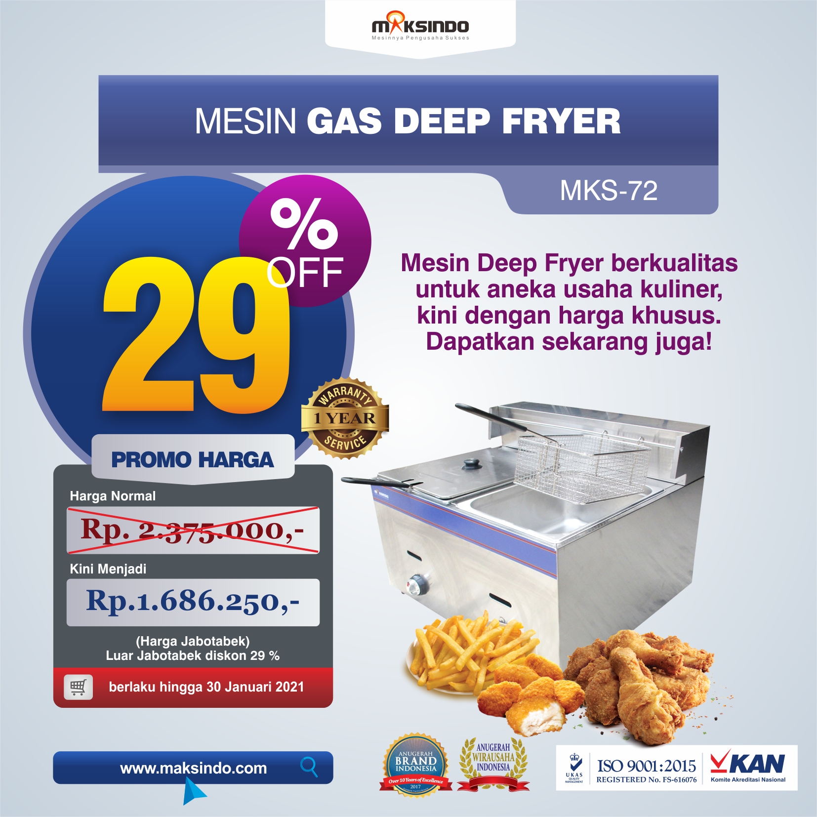Jual Mesin Gas Deep Fryer MKS-72 di Makassar Jual Mesin Gas Deep Fryer MKS-72 di Makassar