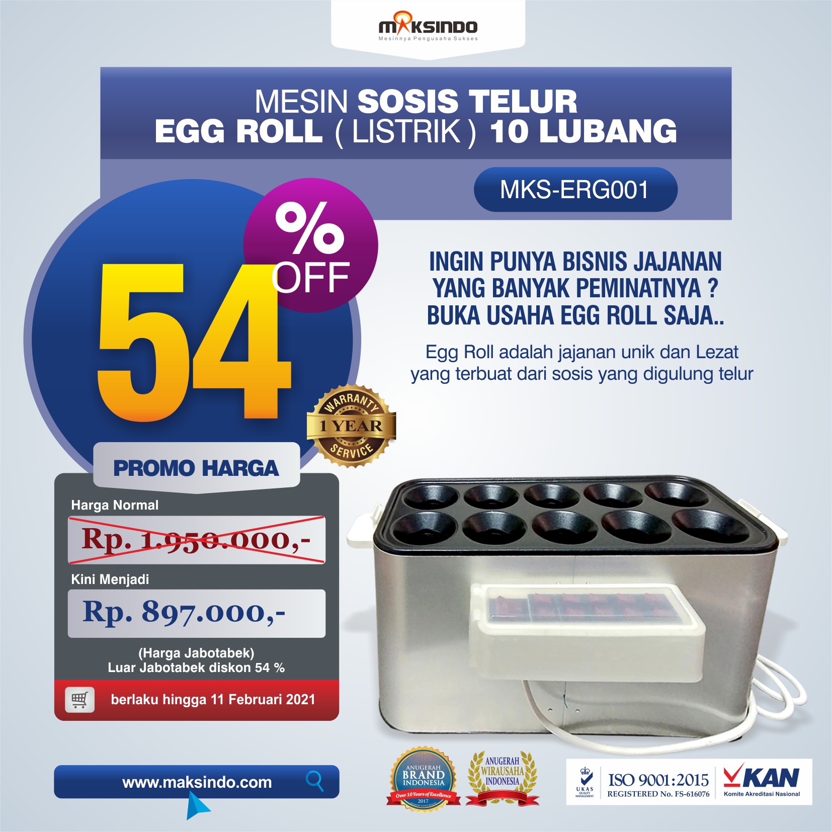 Jual Mesin Pembuat Egg Roll (Listrik) di Makassar