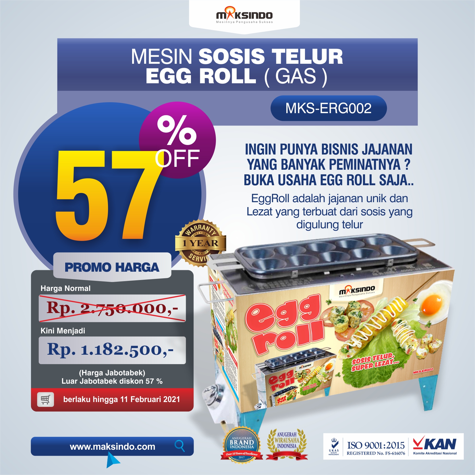 Jual Mesin Pembuat Egg Roll (Gas) MKS-ERG002 di Makassar Jual Mesin Pembuat Egg Roll (Gas) MKS-ERG002 di Makassar