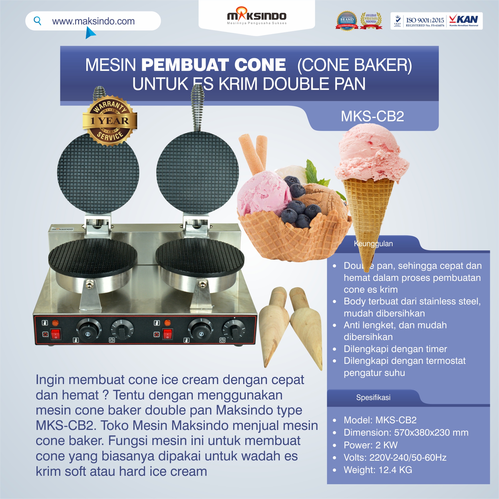 Jual Pembuat Cone Ice Cream (CB2) di Makassar