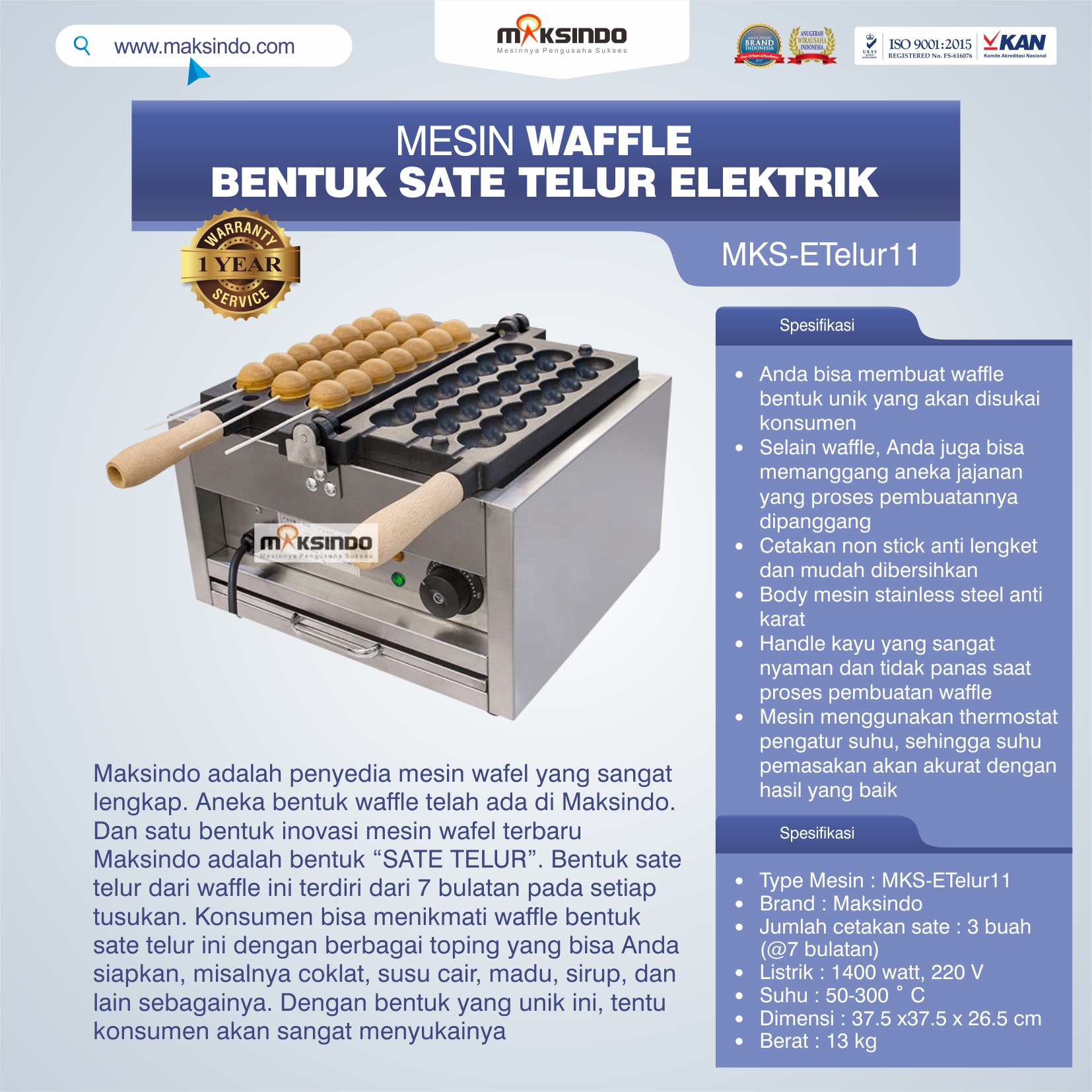 Jual Mesin Waffle Bentuk Sate Telur Elektrik – MKS-ETelur11 di Makassar Jual Mesin Waffle Bentuk Sate Telur Elektrik – MKS-ETelur11 di Makassar