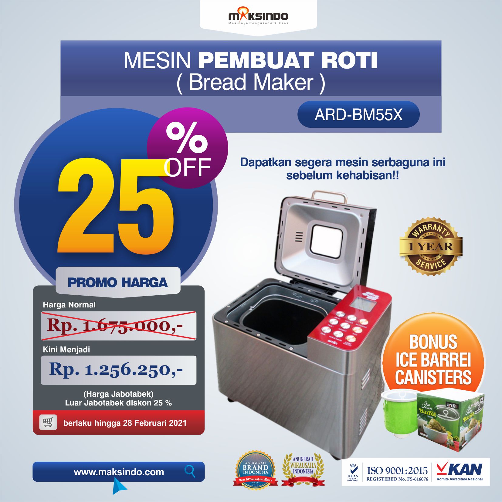 Jual Pembuat Roti Bread Maker ARD-BM55X di Makassar